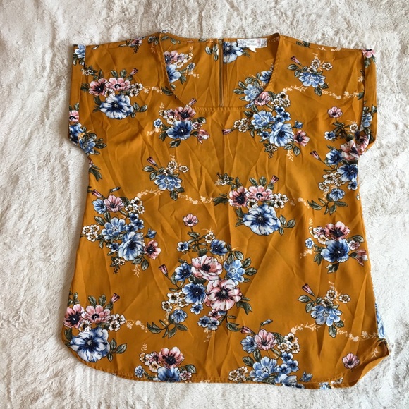 Pink Republic Tops - Pink Republic Mustard Floral Blouse